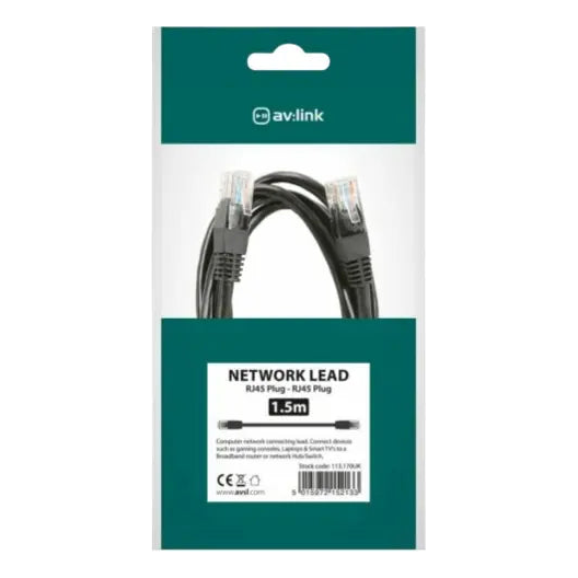 AV Link Cat5e Patch Lead UTP RJ45 plug to RJ45 plug