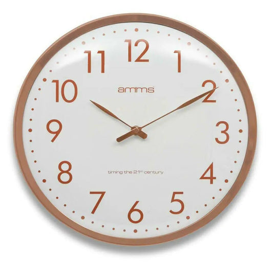 Amms Wall Clock Rose Gold Metal Dome Glass Wall Clock MT9488RG
