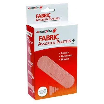 Assorted Fabric Plasters 100 Pack - Box of 12