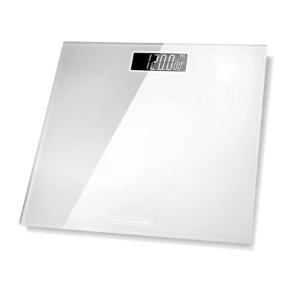 Digital Bathroom Scale, High Precision Sensor System, Durable Tempered Glass, LCD Display, White