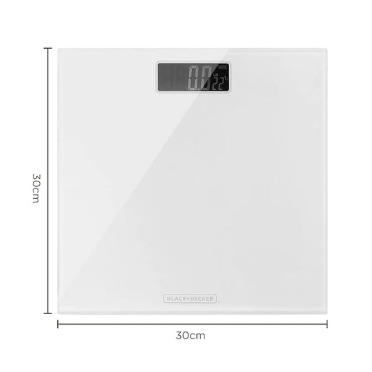 BLACK+DECKER BXBS0001GB Digital Bathroom Scale, High Precision Sensor System, Durable Tempered Glass, LCD Display, White