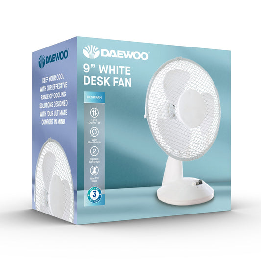 Daewoo 9" Desk Fan White