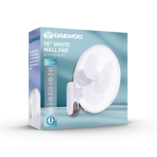 Daewoo 16" Wall Mounted Fan with Remote Control
