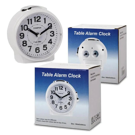 Champion Table Alarm Clock WHITE (Circular)