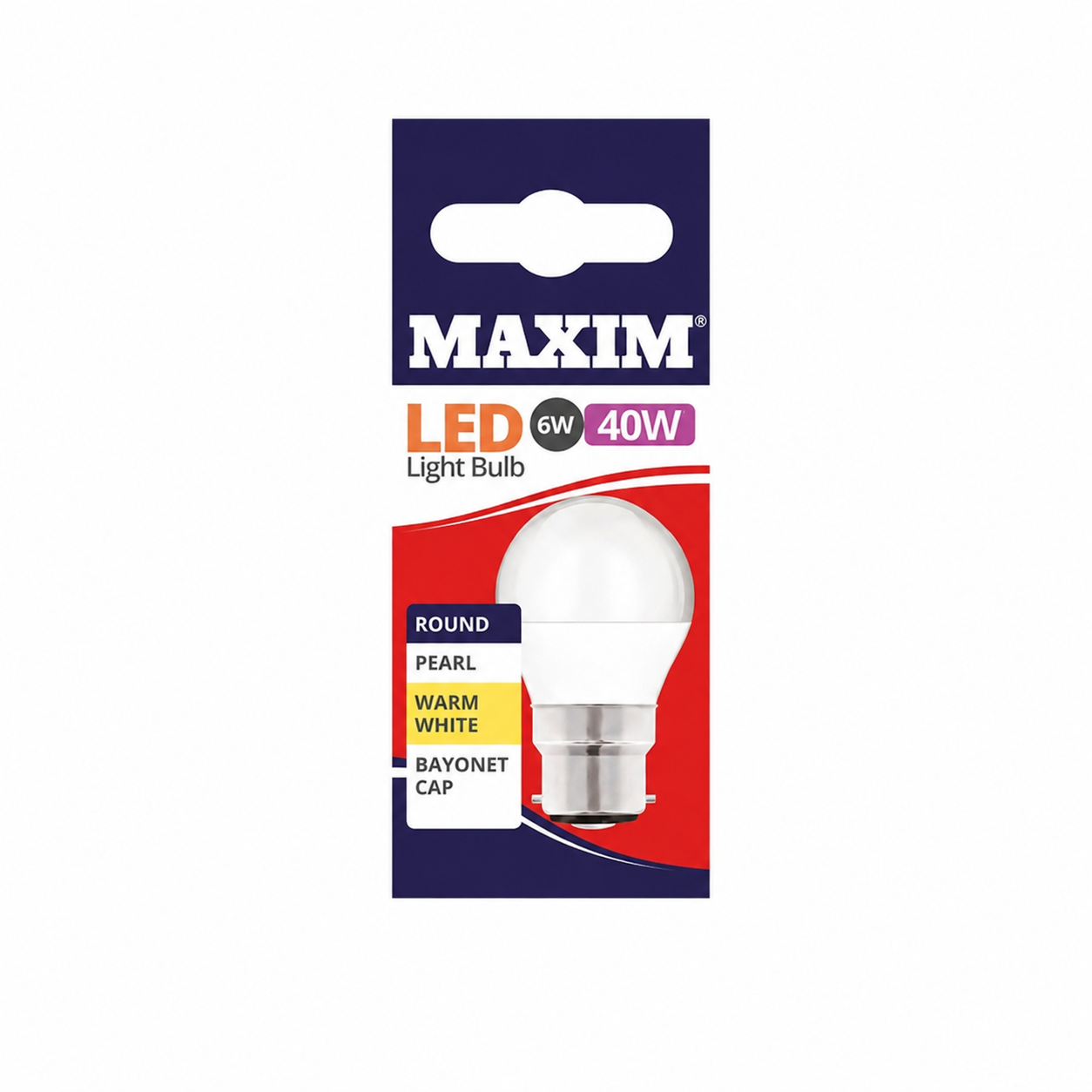 Maxim 6W B22 Pearl LED Bulb Warm White 40W Equivalent Energy Saving