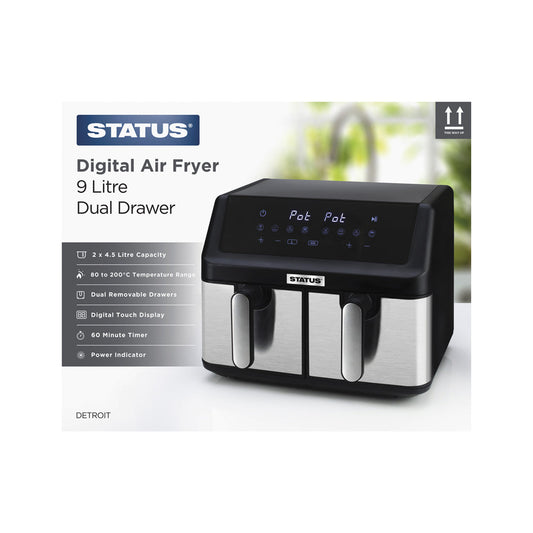 Status Detroit Air Fryer 9 Litre Dual Zone Digital Air Fryer
