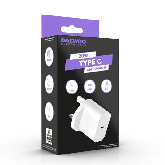 Daewoo 20W USB-C White Wall Charger Plug Socket Adaptor