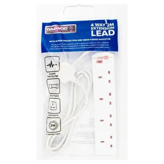 4 Gang 2 Metre Extension with Surge Protection
