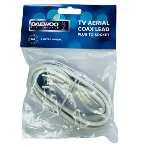 TV Aerial Coax Lead Plug To Socket 2m