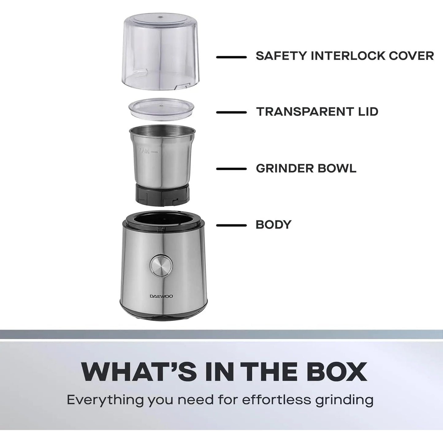 Wet and Dry Multi Grinder for Coffee, Nuts, Spices with Safety Lock