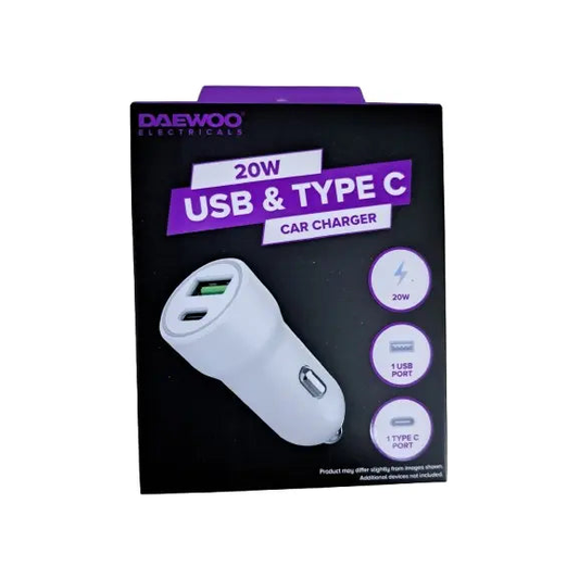 Daewoo 20w USB & Type C Car Charger