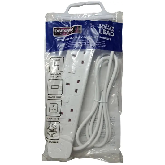 4 Way 2m Extension With Individual Sockets
