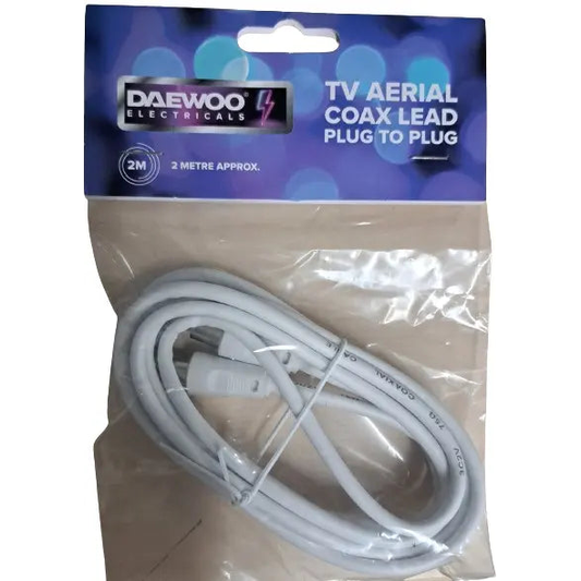 TV Aerial Coax Lead Plug To Plug 2m - Daewoo - Box of 10
