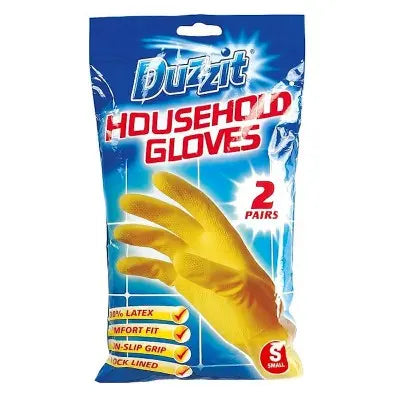 Duzzit Household Latex Gloves Twin Pack Small Size Box of 12