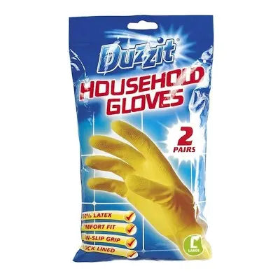 Duzzit Household Latex Gloves Twin Pack Large Size Box of 12
