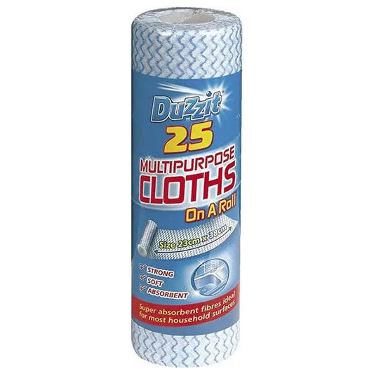 Duzzit Multipurpose Cloths On A Roll 25 Pk Box of 12
