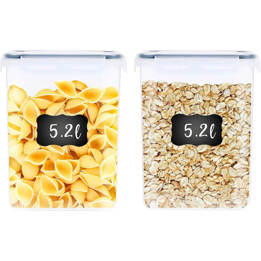 George Olivier 2 x 5.2L Airtight Food Storage Container Set + 4 Chalkboard Labels & Marker Non-BPA Plastic