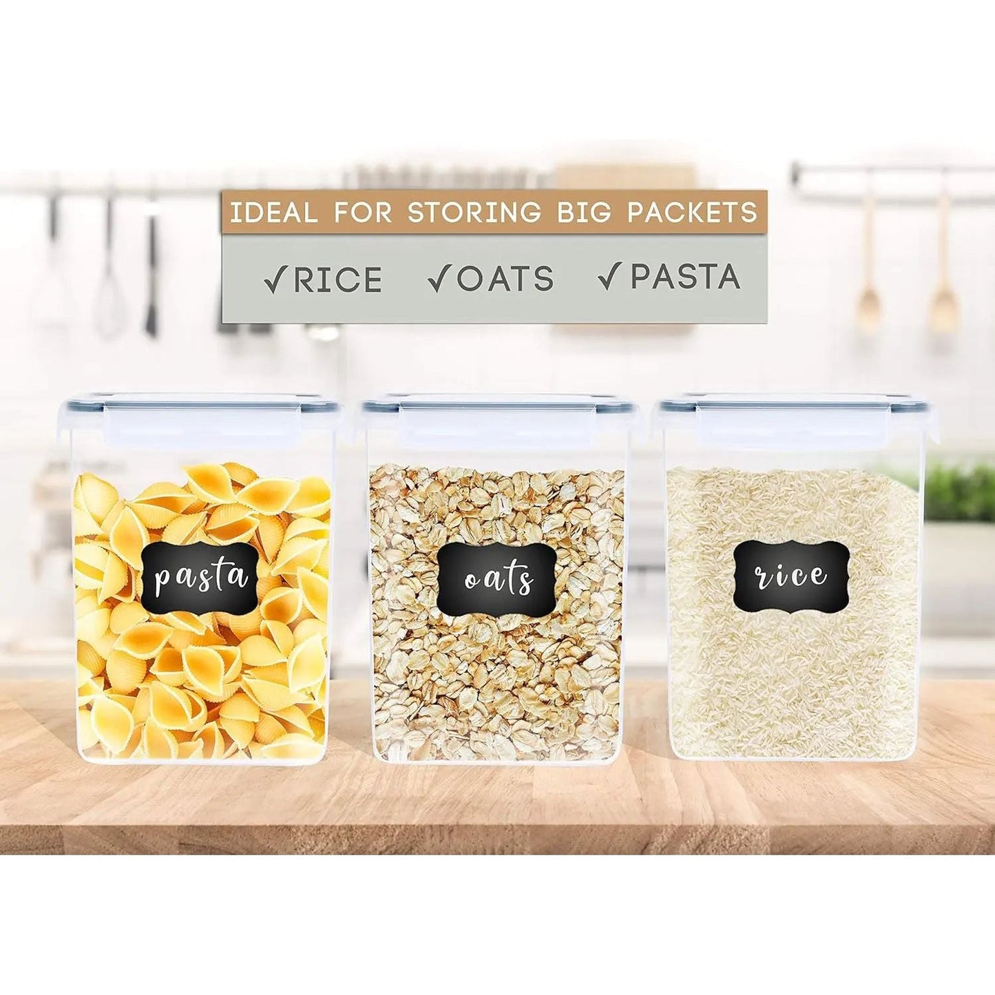 George Olivier 2 x 5.2L Airtight Food Storage Container Set + 4 Chalkboard Labels & Marker Non-BPA Plastic