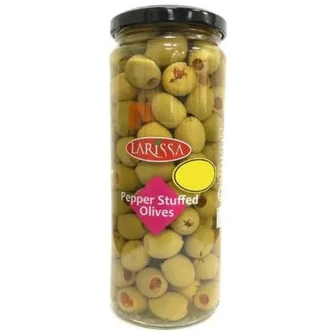 Green Pepper Stuffed Olives - 430g - Larissa Box of 12