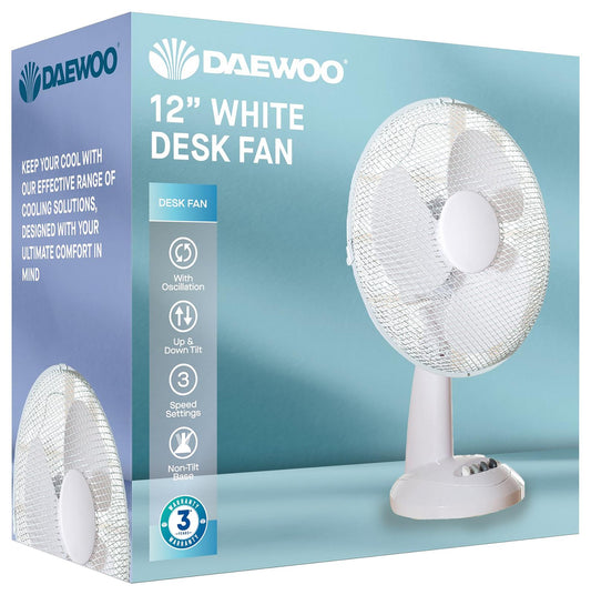 Daewoo 12" Desk Fan White