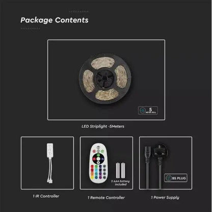LED Strip Lights Lighting Tape Colour Changing 5M Remote, App Control Ip65 Tape