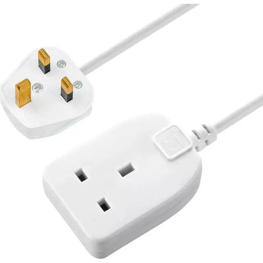 1 Gang 8m 13A White Extension lead