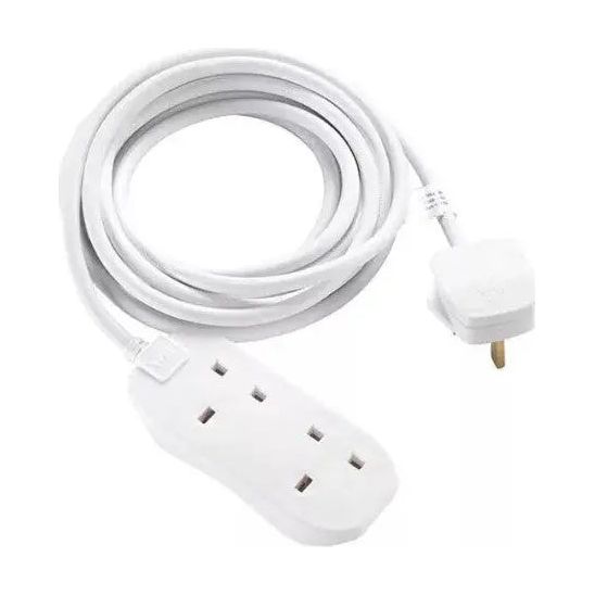 2 Gang 3m 13A White Extension lead