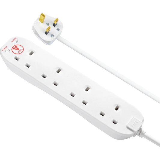 4 Gang 4m 13A Surge protected White Extension lead