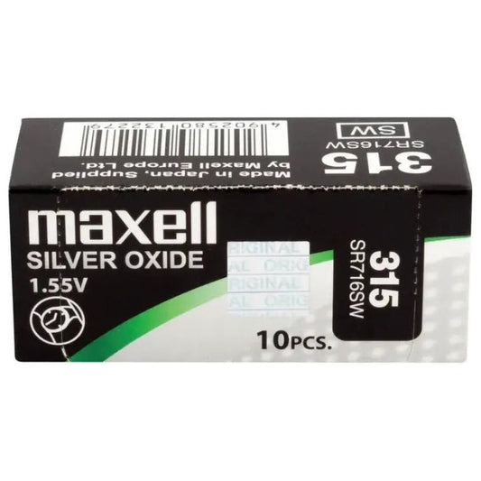 Maxell 315 SR716SW Silver Oxide Watch Batteries - Box of 10