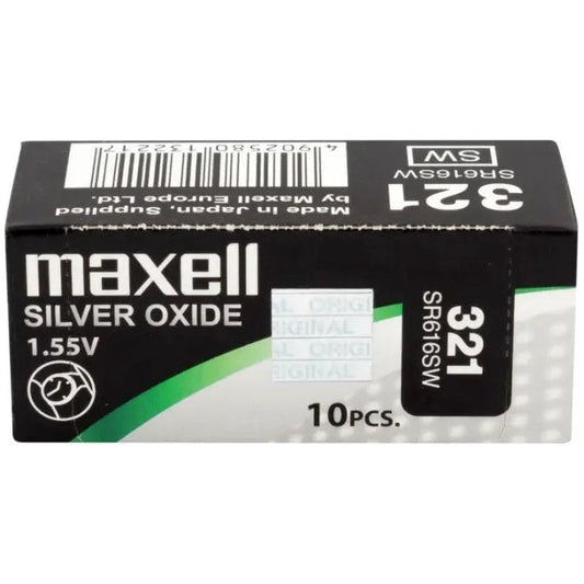 Maxell 321 SR616SW Silver Oxide Watch Batteries - Box of 10