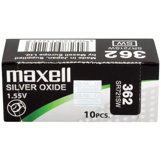 Maxell 362 SR721SW Silver Oxide Watch Batteries - Box of 10