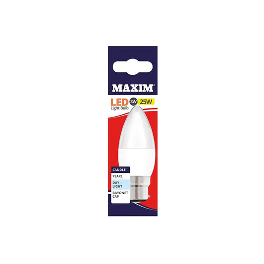 Maxim LED Candle Bulb Bayonet Cap Day Light White 3w - Box of 10