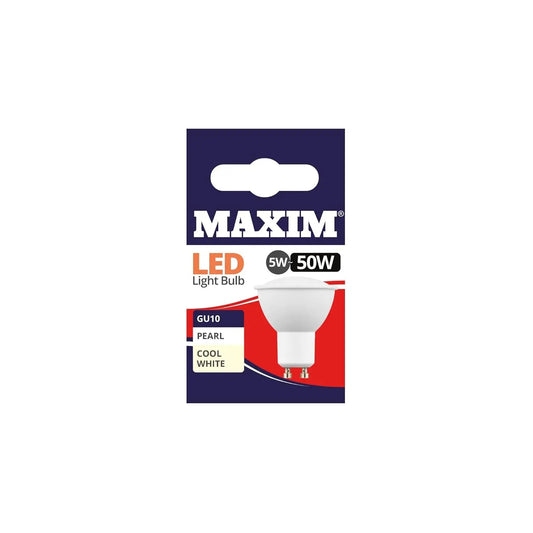 Maxim LED Light Bulb 5W=50W GU10 Pearl Cool White - Box of 10