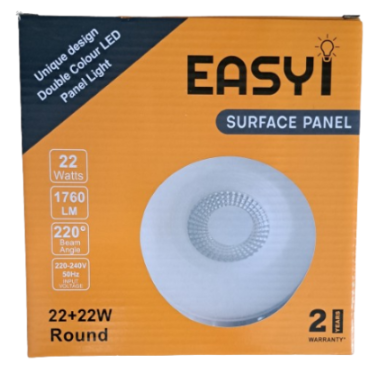 22W + 22W Round Surface Panel Day Light + Warm White 6500K + 3000K