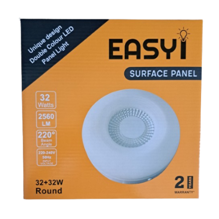 32W+32W Round Surface Panel Day Light + Warm White 6500K + 3000K