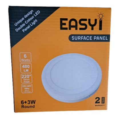 6+3W Red Edge Lit LED Surface Panel Light 6500K
