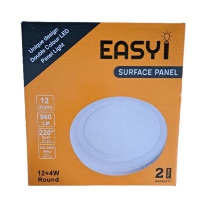 12+4W Blue Edge Lit LED Surface Panel Light 6500K