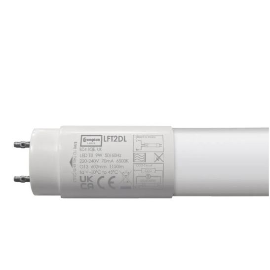 Crompton LED T8 Full Glass Tube 2ft