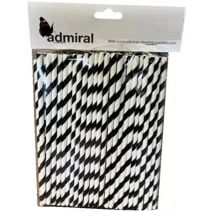 Black & White Paper Straws Pack of 100