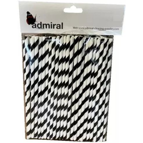 Black & White Paper Straws, Pack of 100 - Box of 20