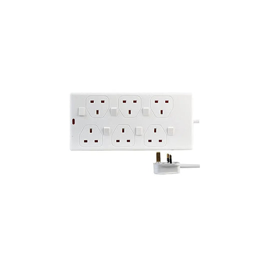 6 Way 5m Individually Switched Extension Lead White