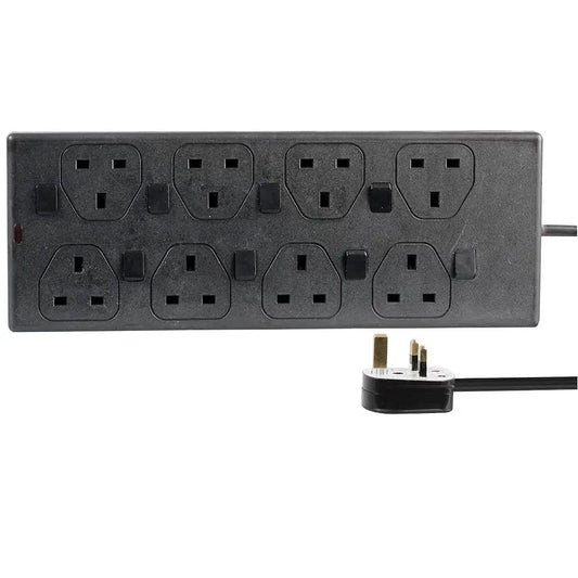 8 Way 5m Individually Switched Extension Lead Black