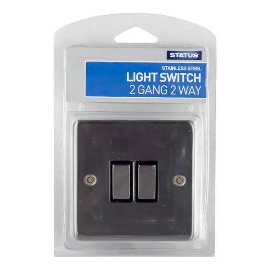 Status 2 Gang 2 Way Stainless Steel Light Switch