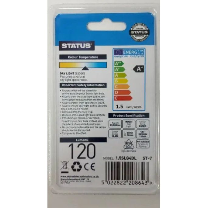 Status LED G4 Capsule Pearl 1.5=15w Day Light 120 lumens