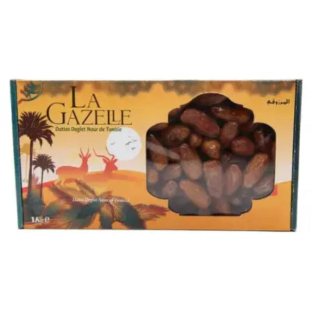 Tunisian Deglet Nour Pitted Dates LA Gazelle 1kg - Box of 12