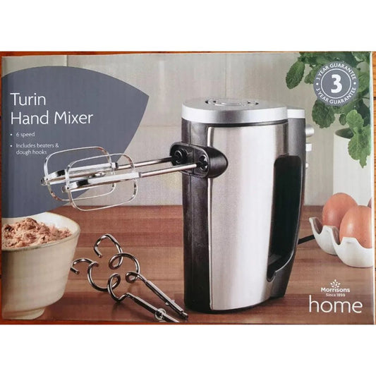 Turin Hand Mixer 6 Speed Includes Beaters And Dough Hooks
