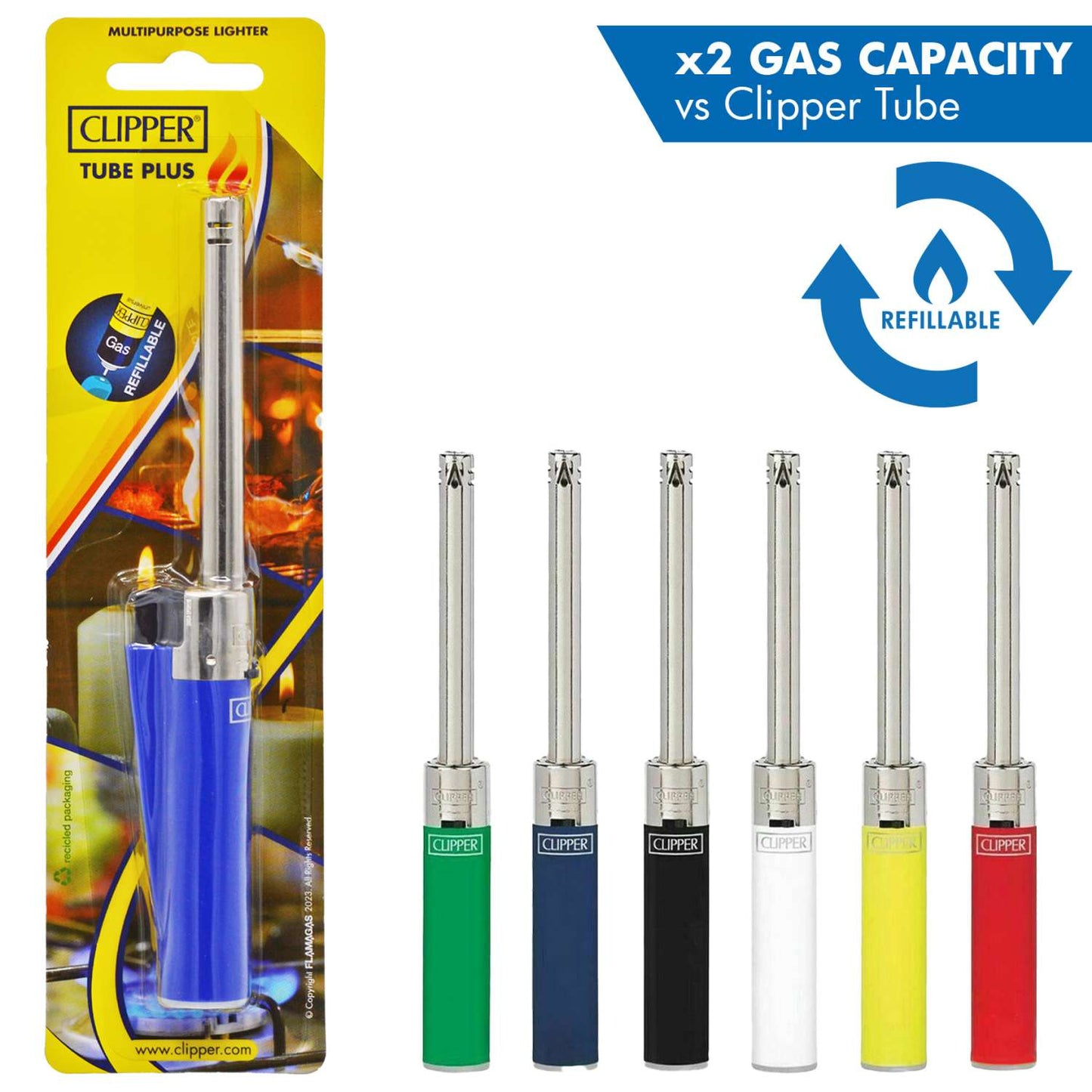 Clipper Tube Plus Utility Lighter Assorted Colours x 12