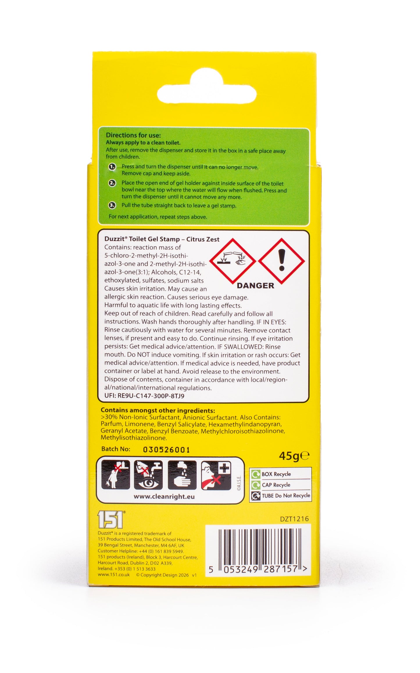 Duzzit Toilet Gel Stamps Citrus Zest x 12