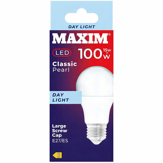Maxim GLS E27 Screw Cap LED Bulb 15W (100W Equivalent) Daylight 6500K Pearl