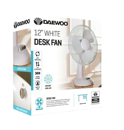12 Inch Oscillating Desk Fan - DAEWOO